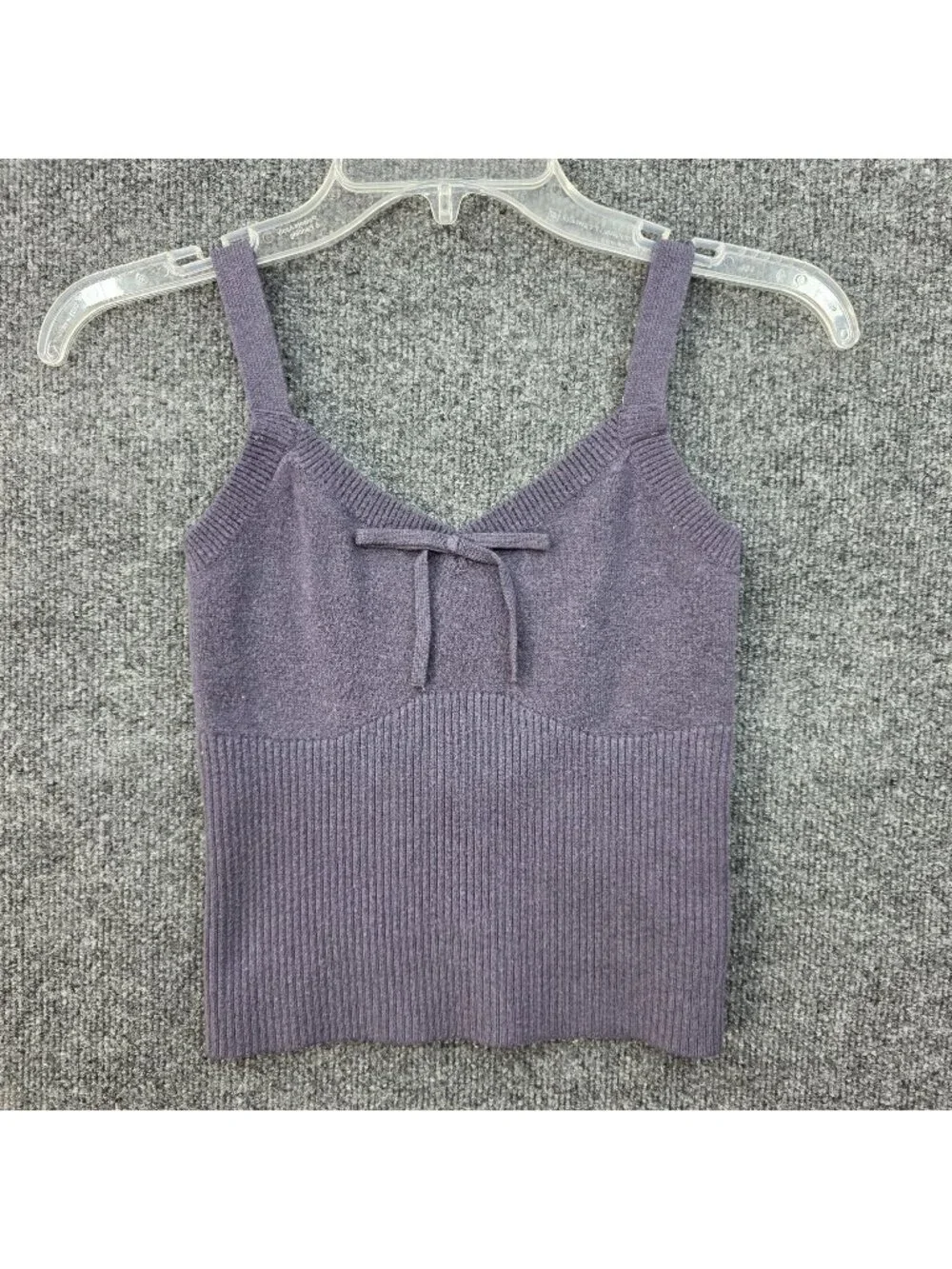 Gilly Hicks Knit Tank Top S Blue Bow Ribbed Coquette Balletcore Y2K Dainty Layer